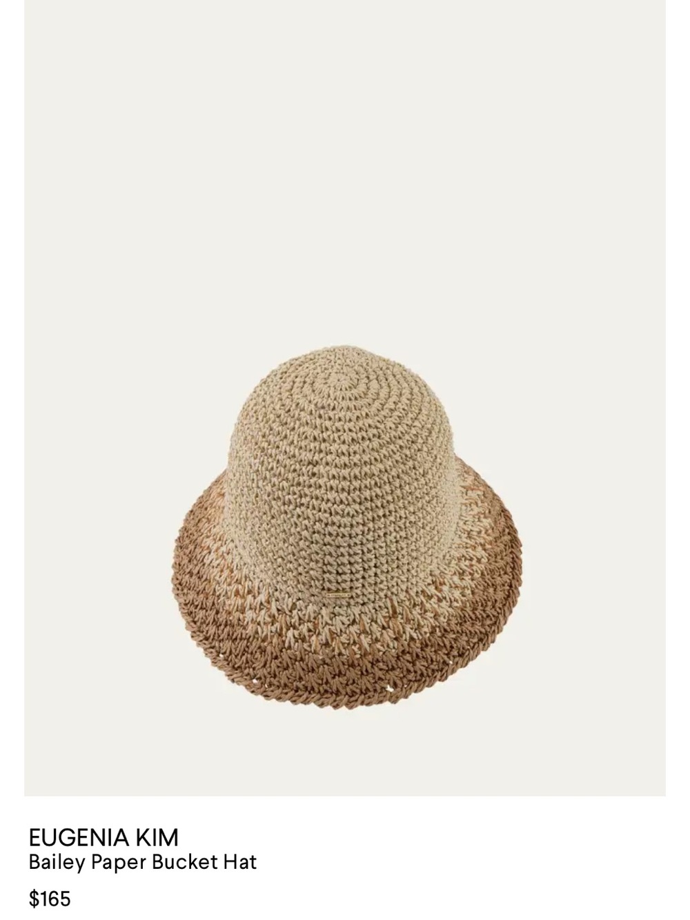 Eugenia Kim Two-Tone Bailey Bucket Hat in Beige and Brown NWT